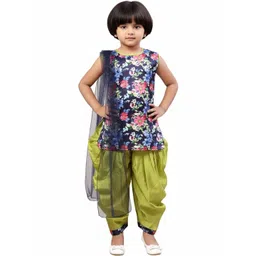 Aarika Girls Floral Printed Regular Pure Silk Kurta with Dhoti Pants & With Dupatta-picture-40