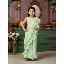 Aarika Girls Green Embroidered Lehenga Choli Set-picture-14