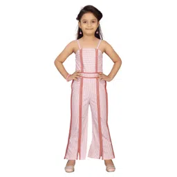 Aarika Girls Peach-Coloured & White Checked Basic Jumpsuit-picture-29