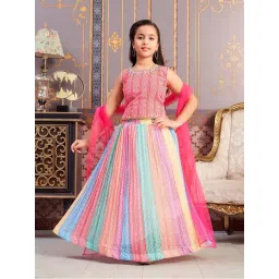 Aarika Girls Pink Embroidered Lehenga Choli Set-picture-13