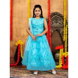 Aarika Girls Turquoise Embroidered Lehenga Choli Set-picture-38