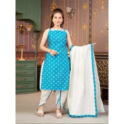 Aarika Girls Turquoise Printed Kurta Set-picture-30