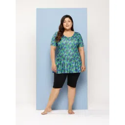 Aarika Green Nylon Printed Short Sleeves Plus Size Swimsuit-picture-15
