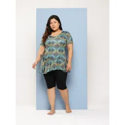 Aarika Green Nylon Printed Short Sleeves Plus Size Swimsuit-picture-34