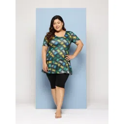 Aarika Green Nylon Printed Short Sleeves Plus Size Swimsuit-picture-16