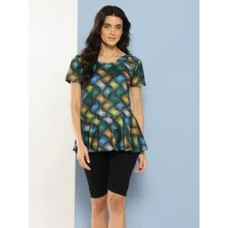 Aarika Green Nylon Printed Short Sleeves Swimsuit-picture-16