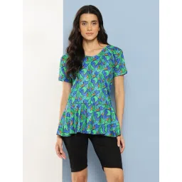 Aarika Green Nylon Printed Short Sleeves Swimsuit With Goggles-picture-32