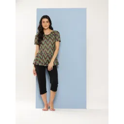 Aarika Green Nylon Printed Short Sleeves Swimsuit With Goggles-picture-40