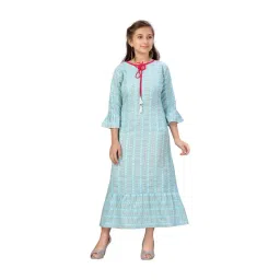 Aarika Kids Blue Cotton Printed Dress-picture-31