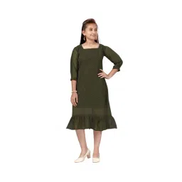 Aarika Kids Dark Green Self Design Dress-picture-42