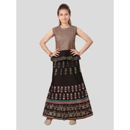 Aarika Kids Golden & Black Cotton Printed Lehenga Cholis-picture-42