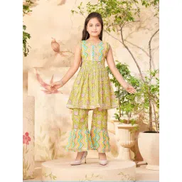Aarika Kids Mehendi Green Cotton Printed Kurti & Sharara-picture-30