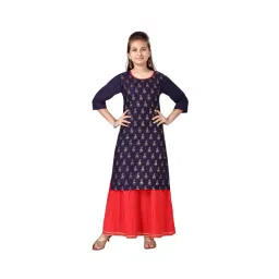 Aarika Kids Navy & Red Printed Kurta with Skirt-picture-17
