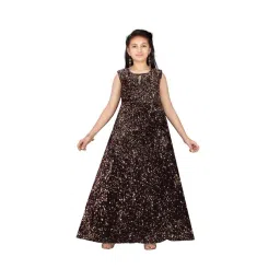 Aarika Kids Peach & Black Embellished Gown-picture-10