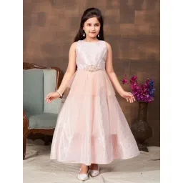Aarika Kids Peach Embellished Gown with Unstiched Sleeves-picture-37