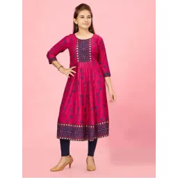 Aarika Kids Pink & Blue Cotton Printed Kurti Set-picture-21