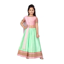 Aarika Kids Pink & Green Flared Fit Lehenga Choli-picture-25