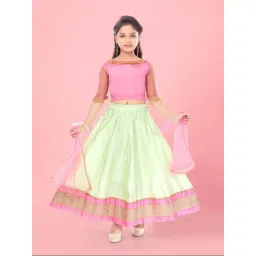 Aarika Kids Pink & Green Regular Fit Lehenga Cholis-picture-26