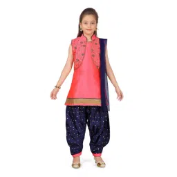 Aarika Kids Pink & Navy Embellished Kurti, Salwar With Dupatta-picture-22