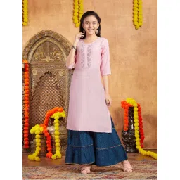 Aarika Kids Pink Cotton Embellished Kurti-picture-34