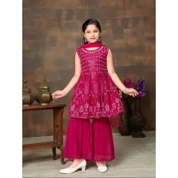 Aarika Kids Pink Embroidered Kurti Set-picture-17