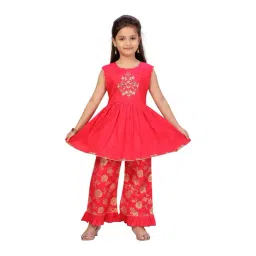 Aarika Kids Pink Floral Print Kurta with Palazzos image 1