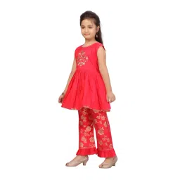 Aarika Kids Pink Floral Print Kurta with Palazzos image 3