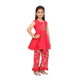 Aarika Kids Pink Floral Print Kurta with Palazzos image 4