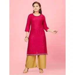 Aarika Kids Rani Pink Cotton Embroidered Kurti-picture-34