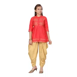 Aarika Kids Red & Fawn Printed Kurti with Dhoti Pants-picture-34
