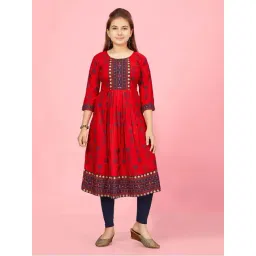 Aarika Kids Red & Navy Cotton Printed Kurti-picture-14
