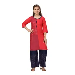 Aarika Kids Red & Navy Printed Kurta with Palazzo-picture-11