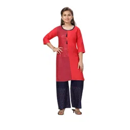Aarika Kids Red & Navy Printed Kurta with Palazzos-picture-14