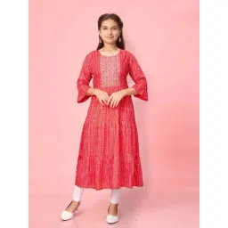 Aarika Kids Red & White Cotton Printed Kurti Set-picture-26