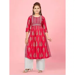 Aarika Kids Red Cotton Embroidered Kurti-picture-38