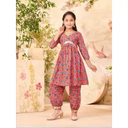 Aarika Kids Red Cotton Printed Kurti & Salwar-picture-25