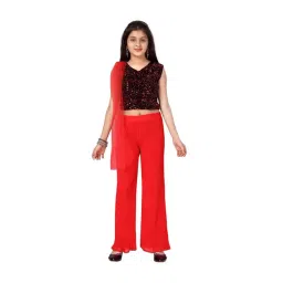 Aarika Kids Red Embellished Top & Palazzo With Dupatta-picture-33