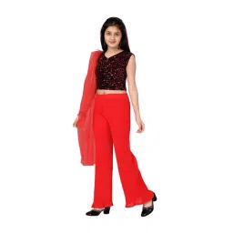 Aarika Kids Red Embellished Top & Palazzo With Dupatta image 3