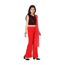 Aarika Kids Red Embellished Top & Palazzo With Dupatta image 4