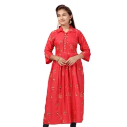 Aarika Kids Red Floral Print Flared Kurti-picture-24