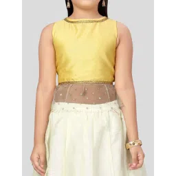 Aarika Kids Yellow & Cream Embroidered Lehenga Cholis image 4