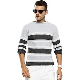 aarika Mens Winter Wear Cream Colour Solid Woolen Sweater-picture-29