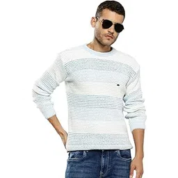 aarika Mens Winter Wear White-Blue Colour Solid Woolen Sweater-picture-39