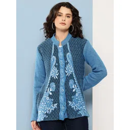 Aarika Self Design Ethnic Motifs Woollen Cardigan-picture-27