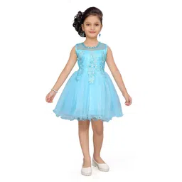 Aarika Turquoise Blue Embroidered Net Dress-picture-34