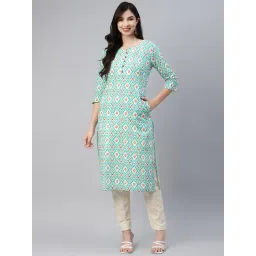 Aarika Turquoise Cotton Printed Straight Kurta-picture-32