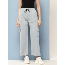 Aarika Women Relaxed Fit Textured Cargo Styles Trousers-picture-19