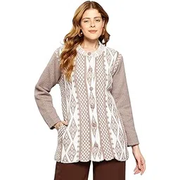 aarika Womens Casual Wear Beige Colour Geometric Woolen Cardigan-picture-25