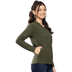 aarika Womens Casual Wear Beige Colour Solid Woolen Cardigan-picture-23