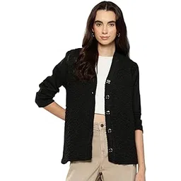 aarika Womens Casual Wear Black Colour Solid Woolen Cardigan-picture-23